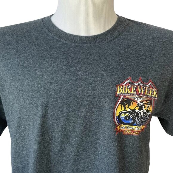 Mens Graphic Tshirt Bike Week 2014 Daytona Beach Gray Gildan Size Large - Picture 3 of 9